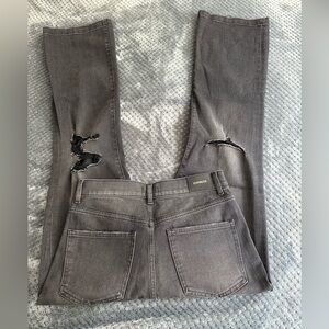 Like new! Express 90’s bootcut high rise black distressed jeans, size 8R